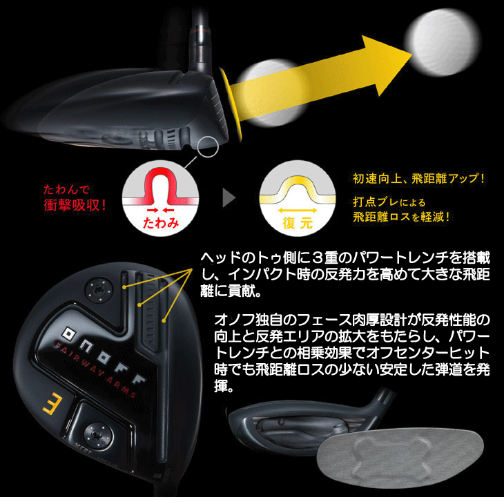 オノフ 2024 フェアウェイウッド KURO ARMS CBT624F (通常グリップ装着モデル) 右利き用【クーポン対象】【ポイント10％獲得】【即日発送可】