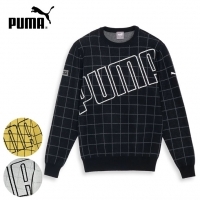 プーマ ゴルフウェア セーター ビッグPUMAロゴチェッククルーネックニットセーター 624910【クーポン対象】【お買い得】【土日祝発送可】